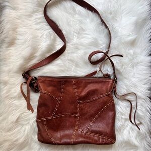 Lucky Brand Dylan X Cross Body Bag Leather Brandy Boho